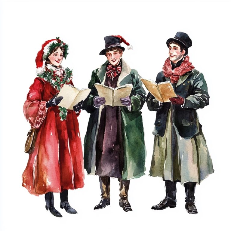 Watercolor Vintage Carolers