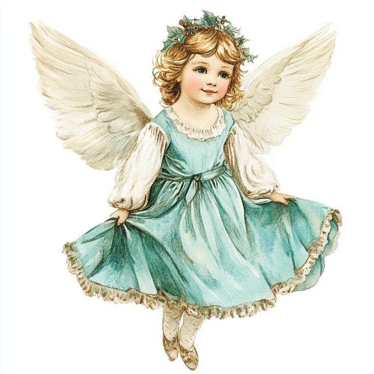 Watercolor Vintage Christmas Angel