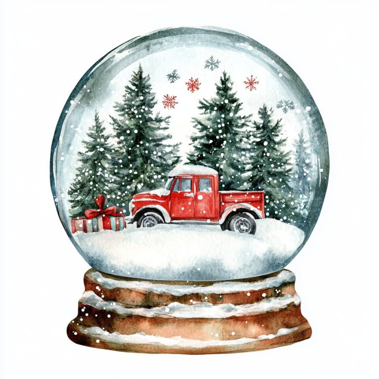Watercolor Vintage Snow Globe