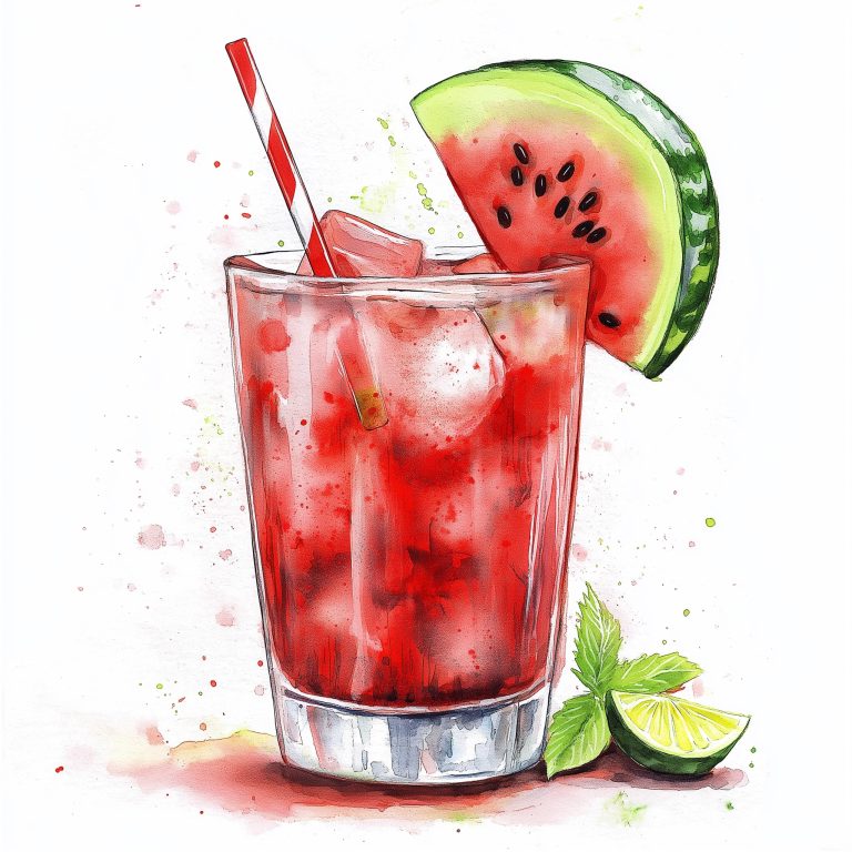 Watercolor Watermelon Juice