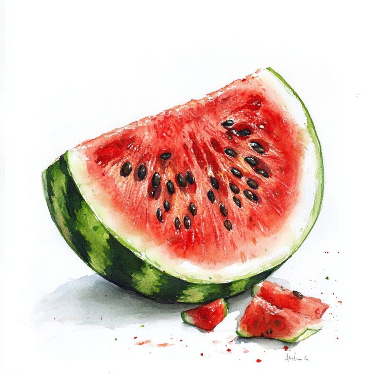 Watercolor Watermelon Still Life