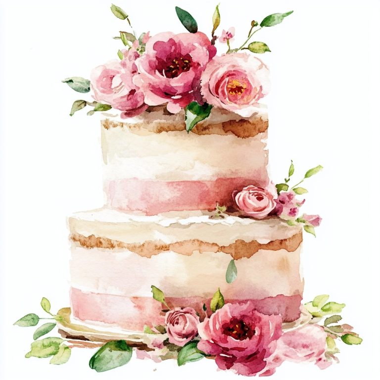 Watercolor Wedding Cake Clipart