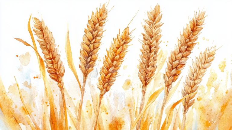 Watercolor Wheat on White