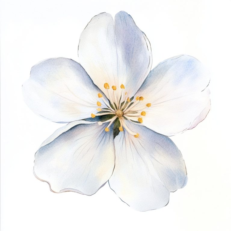 Watercolor White Flower