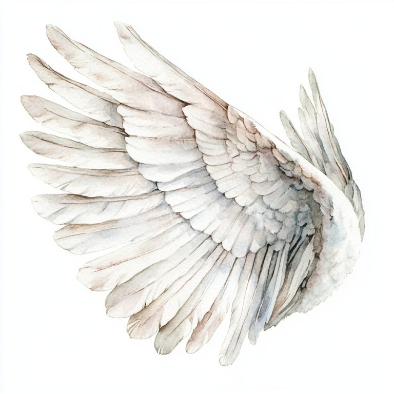 Watercolor White Wing Illustration