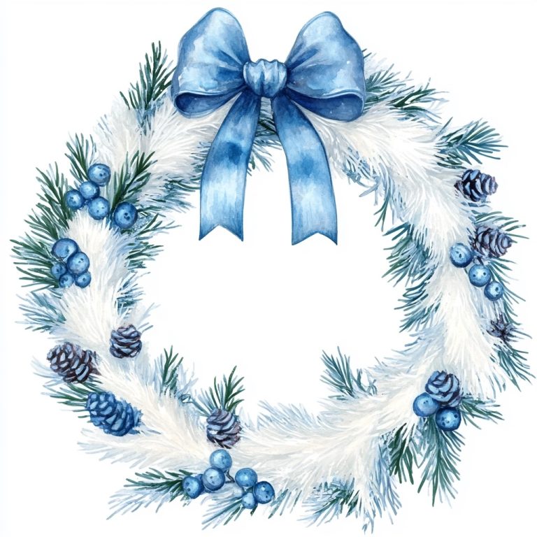 Watercolor White Wreath Clipart