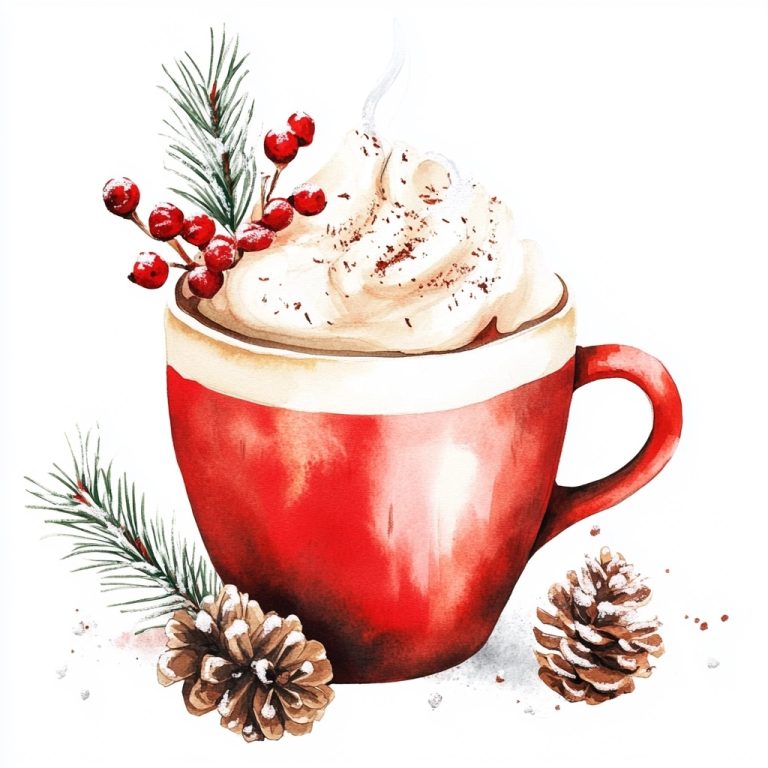 Watercolor Winter Latte Illustration