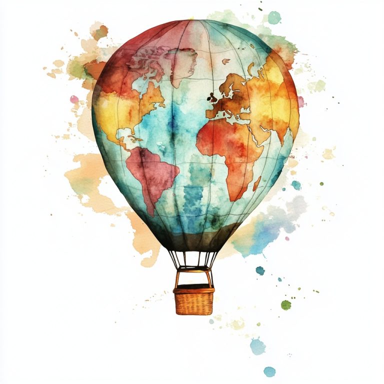 Watercolor World Map Balloon