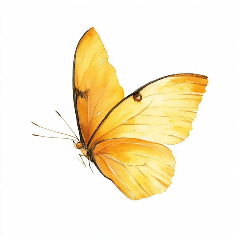 Watercolor Yellow Butterfly Flight