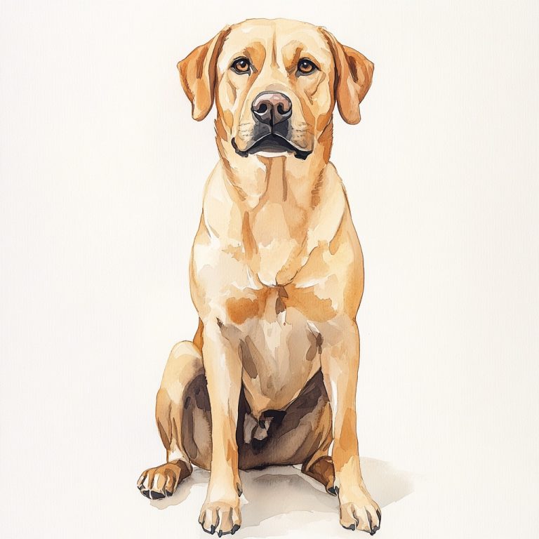 Watercolor Yellow Lab Sitting