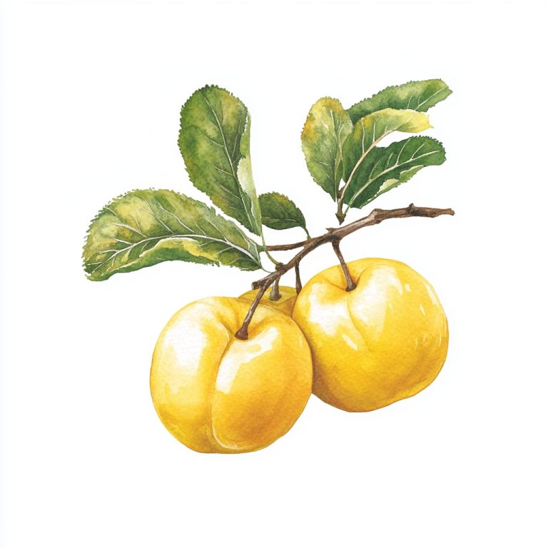 Watercolor Yellow Plums Illustration