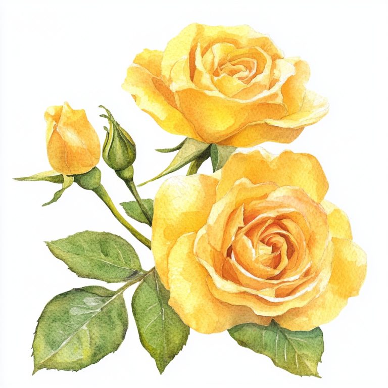 Watercolor Yellow Roses Clipart