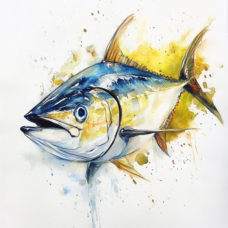 Watercolor Yellowfin Tuna