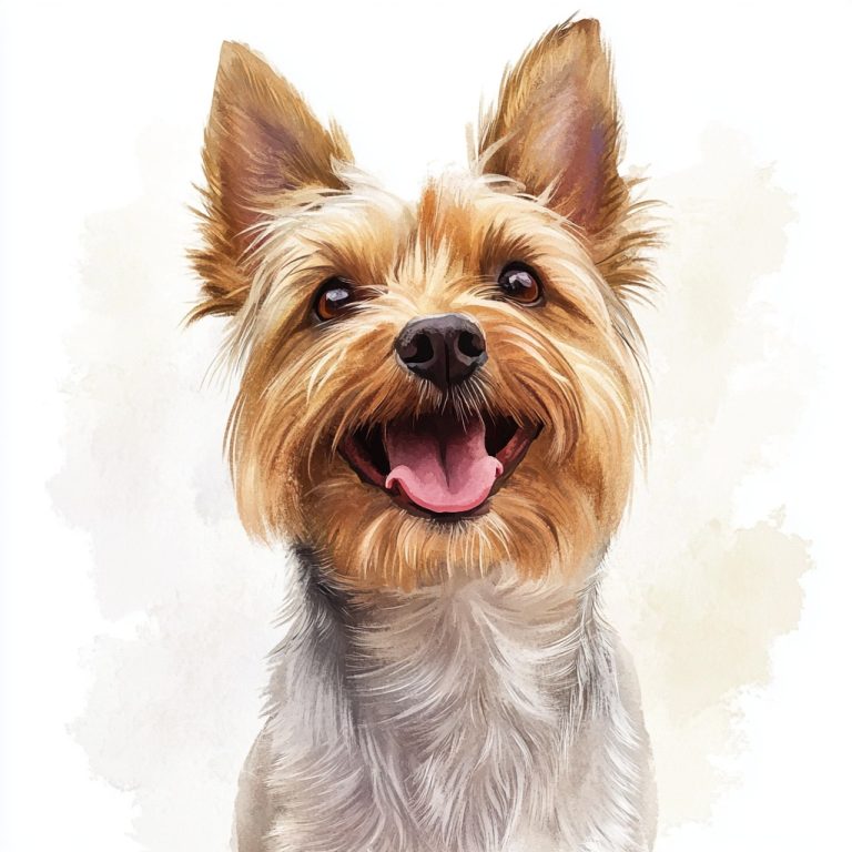 Watercolor Yorkshire Terrier Panting