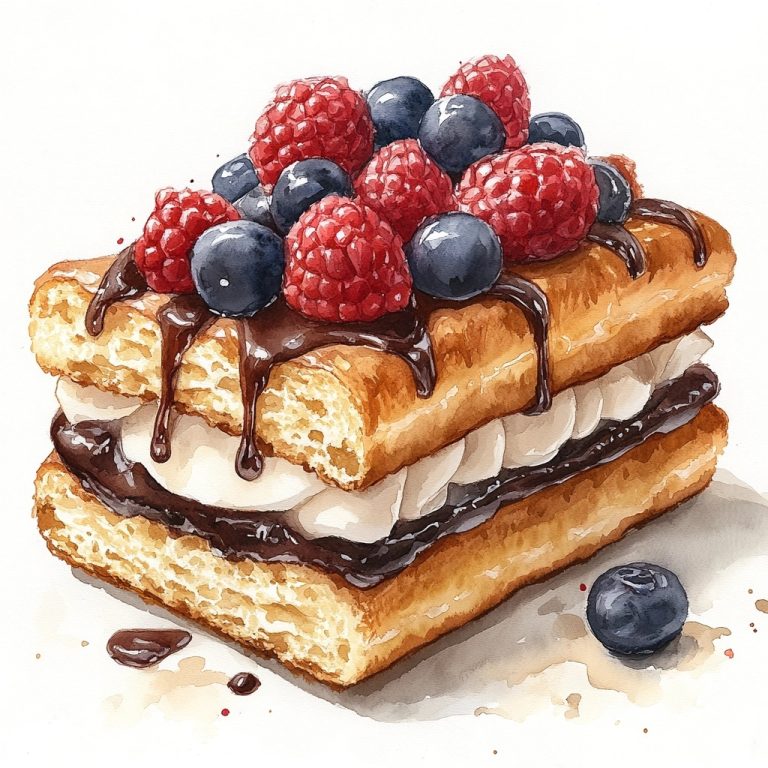 Watercolour Eclair Cake Illustration