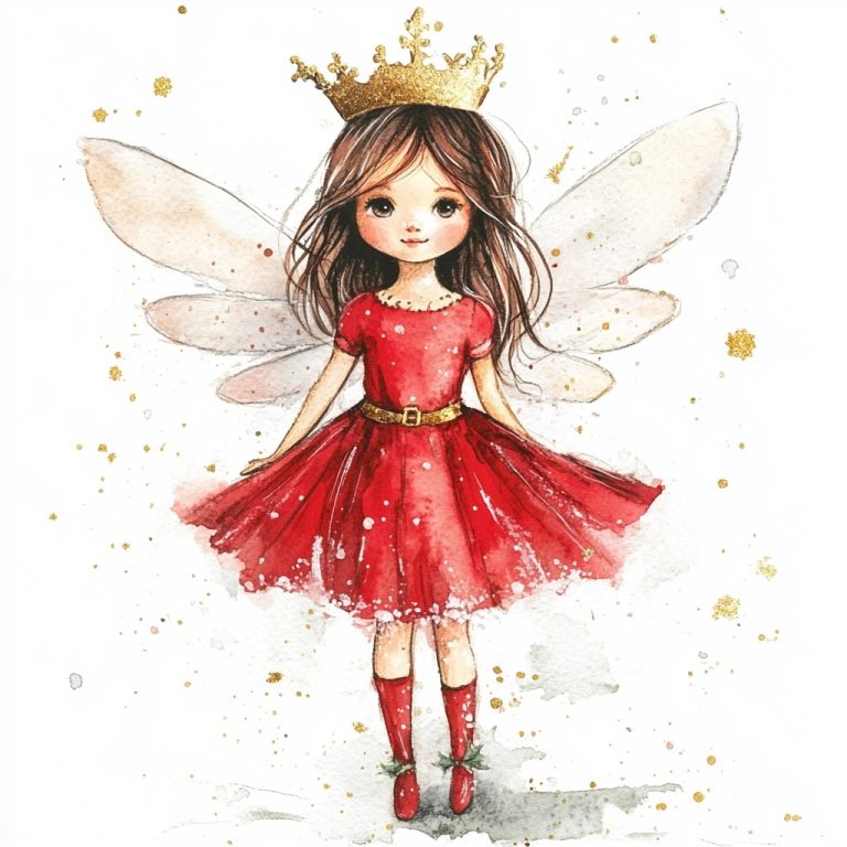 Watercolour Fairy in Red