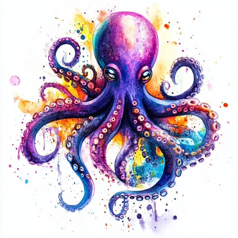 Watercolour Octopus Illustration