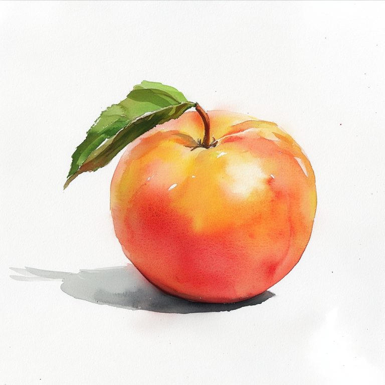 Watercolour Peach on White