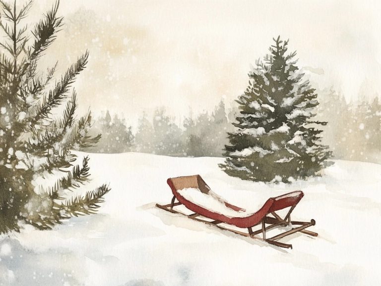 Watercolour Sledge in Snow