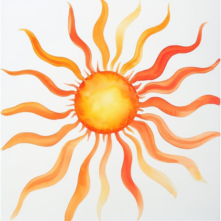 Wavy Sun Rays Watercolor