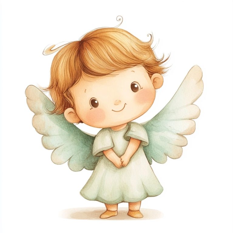 Whimsical Baby Angel Illustration