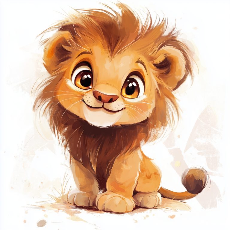 Whimsical Baby Lion Illustration