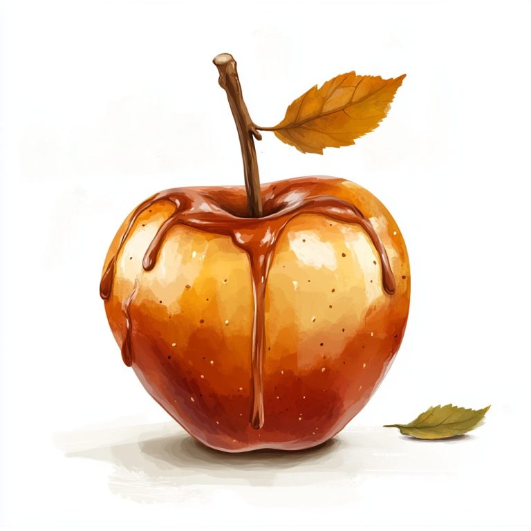 Whimsical Caramel Apple Illustration