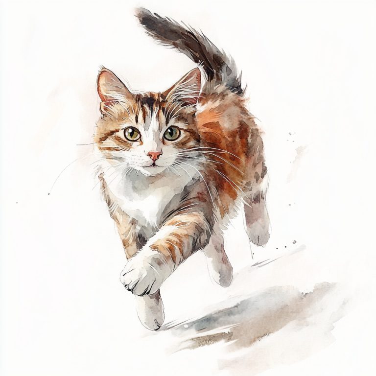 Whimsical Cat in Watercolor