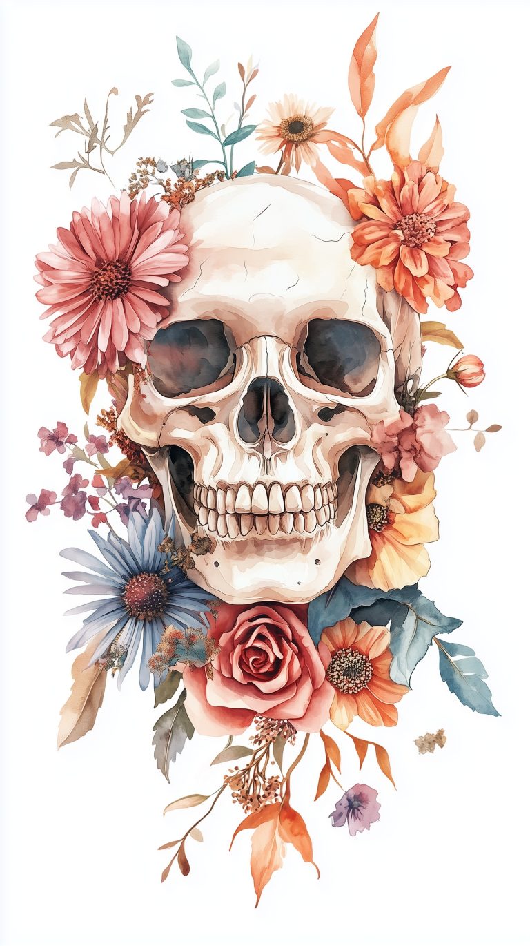 Whimsical Elegance A Bohemian Floral Tribute to Life and Mortality scaled