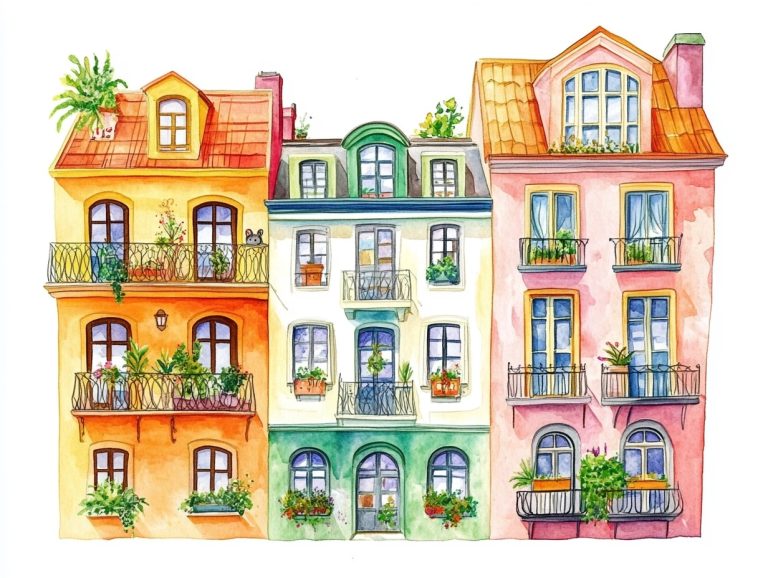 Whimsical European Buildings Watercolor