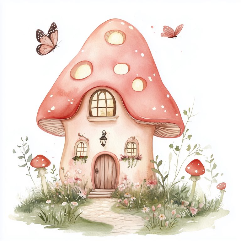 Whimsical Fairy House Watercolor