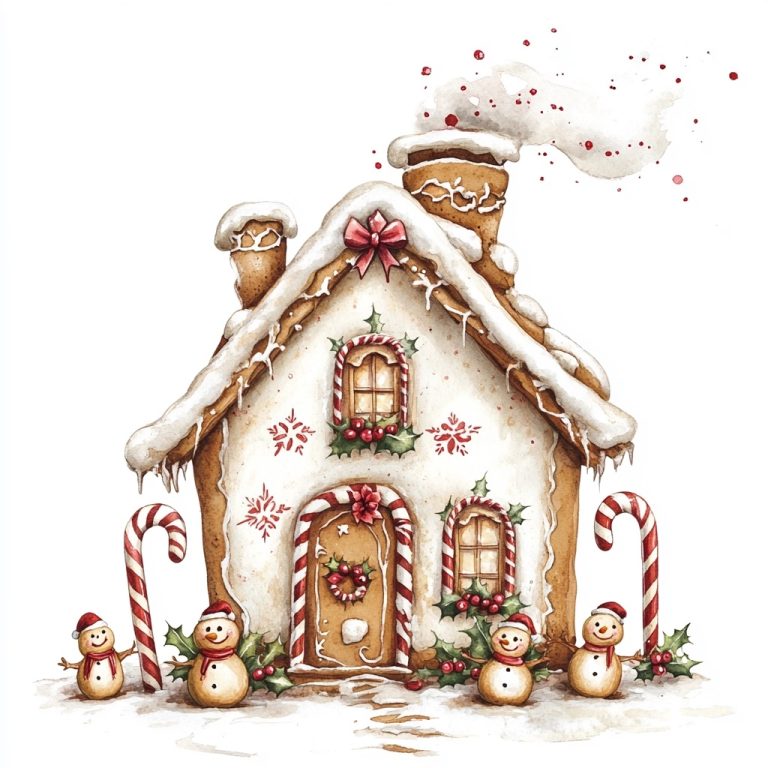 Whimsical Gingerbread House Illustration