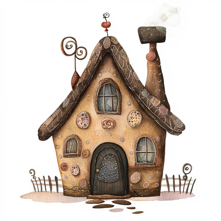 Whimsical Gingerbread House Watercolor 1