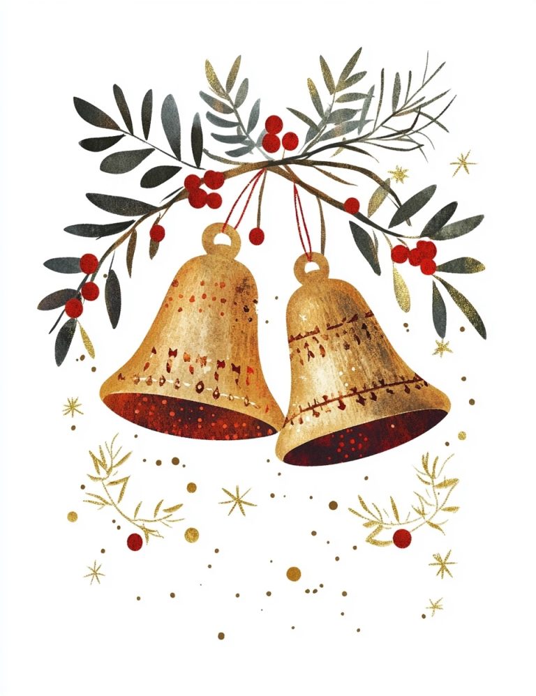 Whimsical Gold Bells Illustration