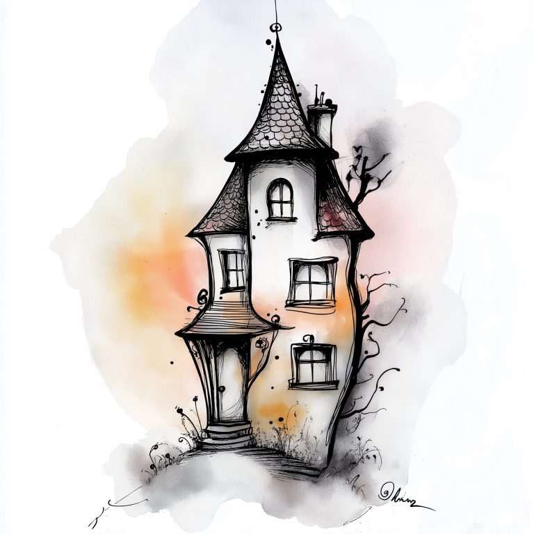 Whimsical House Ink Sketch