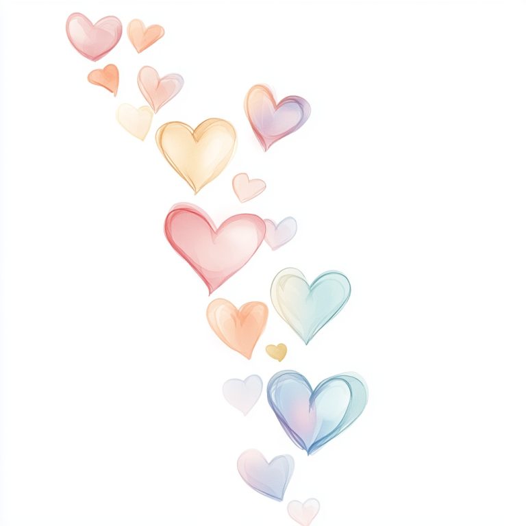 Whimsical Pastel Hearts Illustration