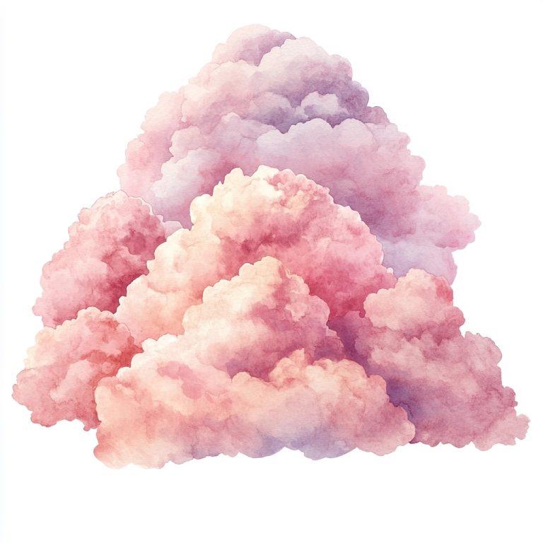 Whimsical Pink Clouds Watercolor