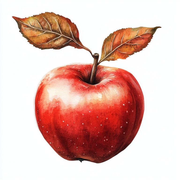 Whimsical Red Apple Illustration