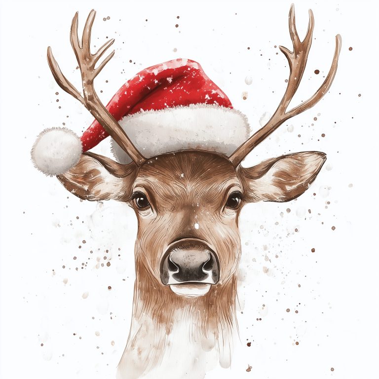 Whimsical Reindeer in Watercolor