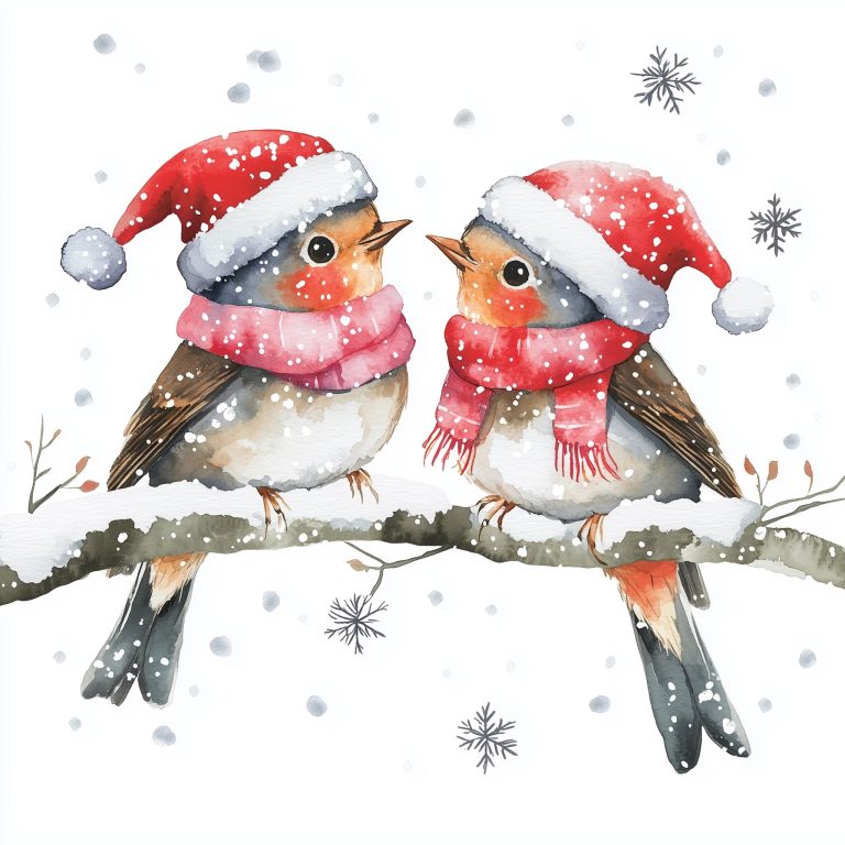 Whimsical Robins in Watercolor