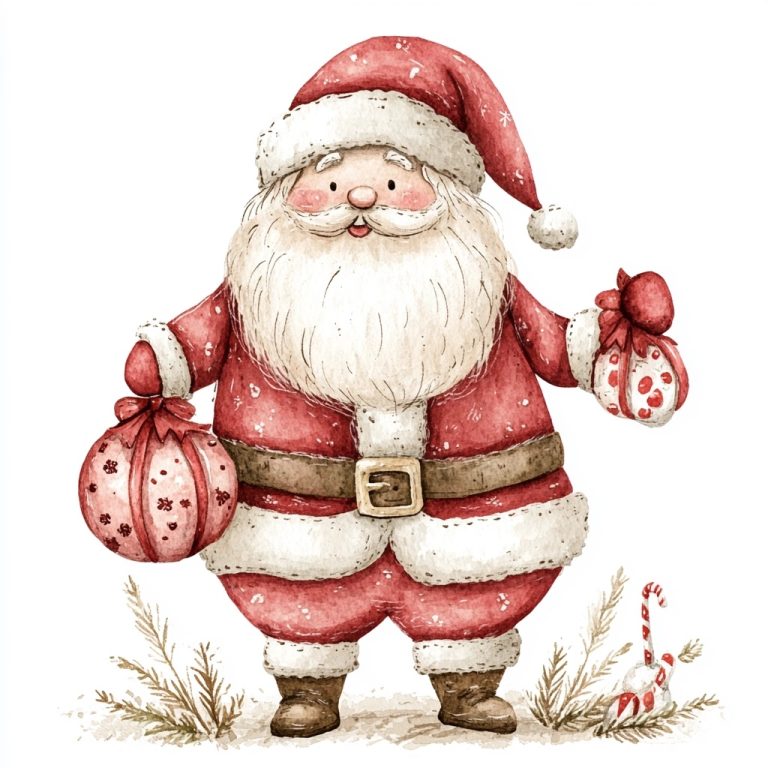 Whimsical Santa Watercolor Card