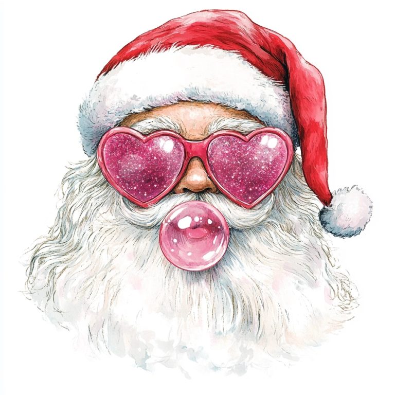 Whimsical Santa with Sunglasses