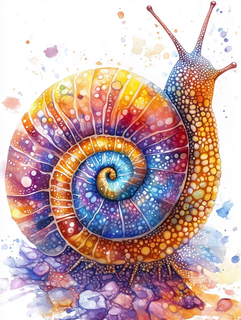 Whimsical Snail Watercolor Art