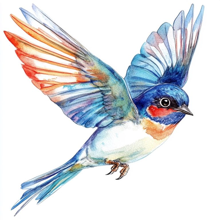 Whimsical Swallow Watercolor Flight