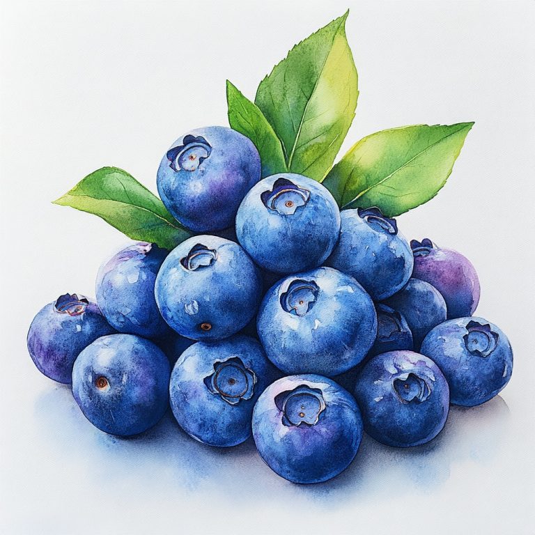 Whimsical Watercolor Blueberries