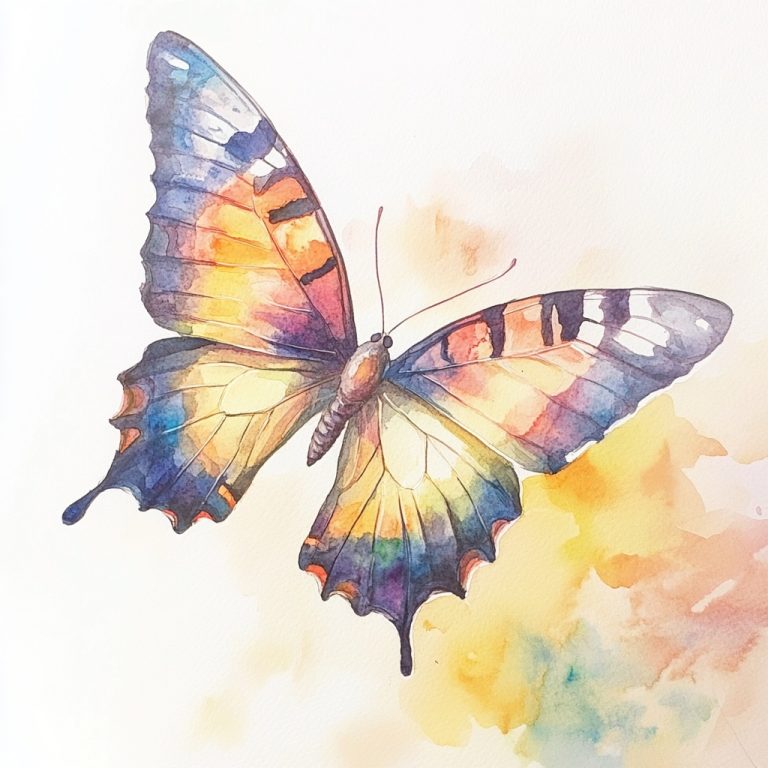 Whimsical Watercolor Butterfly in Flight