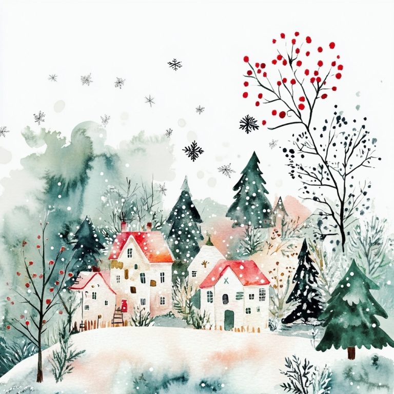 Whimsical Watercolor Christmas Background