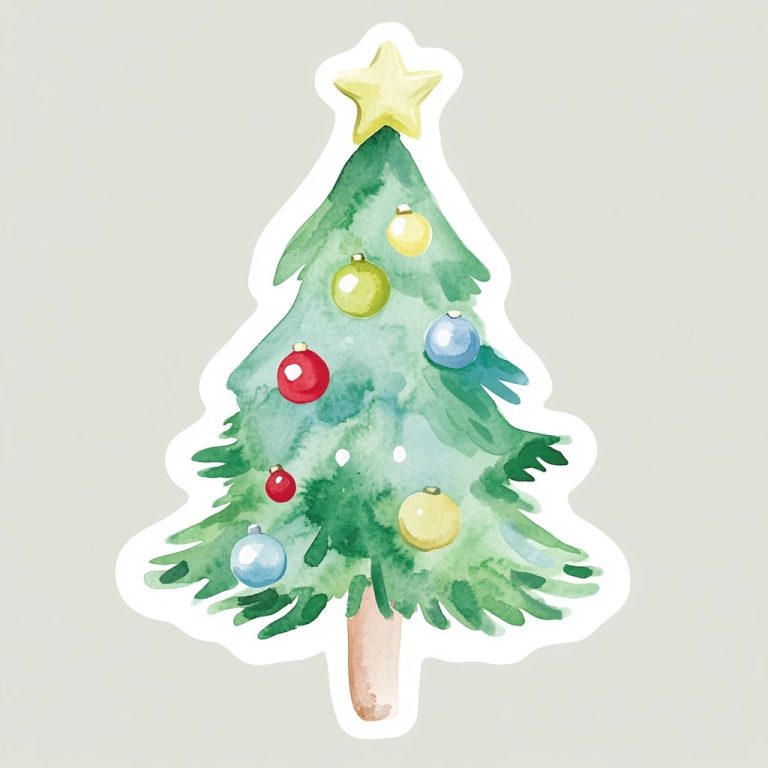 Whimsical Watercolor Christmas Tree