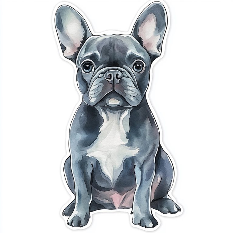 Whimsical Watercolor French Bulldog