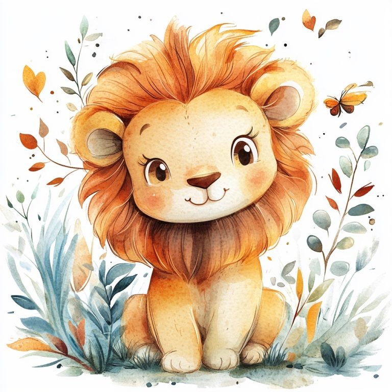 Whimsical Watercolor Lion